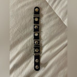 Coach Silver Leather Grommet Bracelet